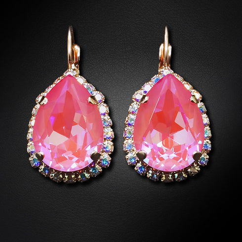 Auskarai "Debesų Lašas III (Lotus Rožinė DeLite)" su Swarovski™ kristalais